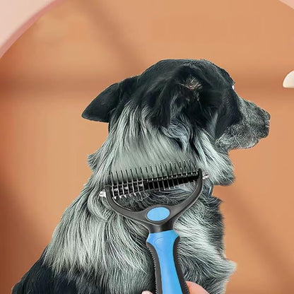 Pet Dematting Tool 2 Pack Double Sided Undercoat Rake & Dematting Comb for Cats and Dogs for Detangling Matted or Knotted Undercoat Hair (Pink & Black, Large)