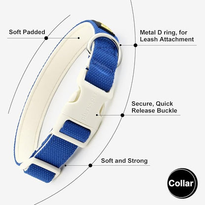 Plutus Pet Cotton Dog Collar, Heavy Duty Collar with Soft Padding, Adjustable and Comfortable for Small Medium and Large Dogs, Royal Blue, S
