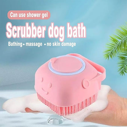 Pets Bath Brush | Scrubber for Bath | Dog Shampoo Brush | Dog Washing/Shower Brush, Suitable for Short/Long Haired Dogs, (Pink)