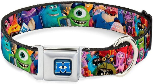 Buckle-Down Dog Collar DYDH-Monsters University Logo Full Color Blue/White - Monsters University Monsters Stacked - Small 9-15"
