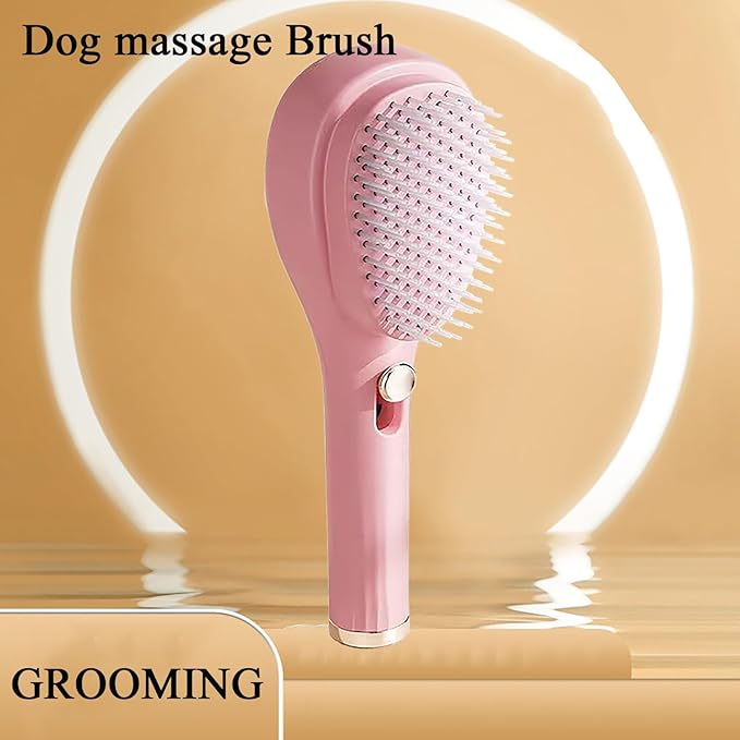 Self-Cleaning Soft Fur Brush for puppy – Scalable Gentle Grooming Brush Small Dogs Comb for Chihuahuas, Teddy Dogs, Yorkies, Maltipoos, Shih Tzus (Pink Pink)