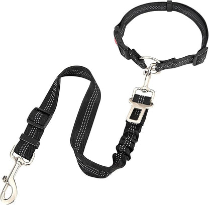 Dog Seat Belt,5-in-1 Multi-Functional Headrest Dog Seat Belt,Dog Car Seatbelt Headrest Restraint Adjustable,Elastic Bungee Dog Vehicle Seatbelt Harness,Pet Dog Seat Belt with Clip Hook & Buckle