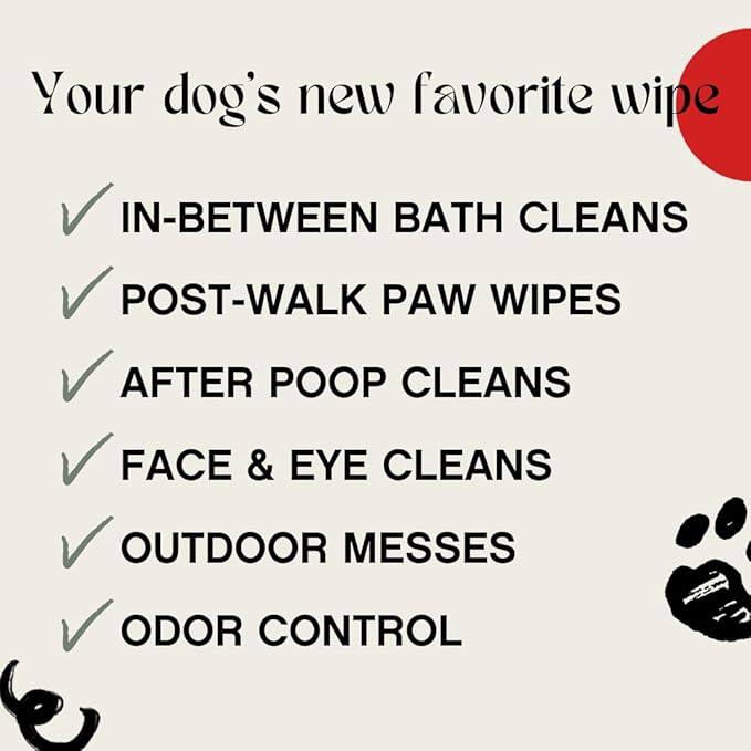 Hypoallergenic Renewing Dog Wipes - Grooming Natural Fresh Aloe Wipes for Paws, Face, Skin, Eyes, Ears, Butt - Perfect for Puppy & Adult Dogs - Vet Dermatologist Formulated - Extra Thick (72 Count)