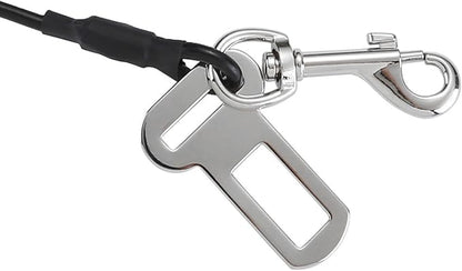 No-Chew Dog Seat Belt, Stainless Steel Cable Pet Car Seatbelt Safety Restraint Tether Puppy Vehicle Seat Belt with Buckle Latch(16 inch)