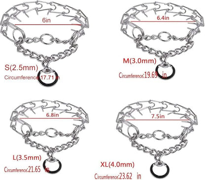 Darkyazi Durable Pinch Collar Stainless Steel Dog Adjustable Pet Training Collar for Medium Large Dogs (Large (2 Pack), Silver)