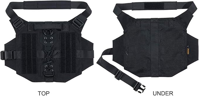 EXCELLENT ELITE SPANKER Dog Harness Tactical Military Dog Harness Adjustable No-Pull Dog Harness Training Hunting Dog Tactical Vest with Handle（BLK-L）