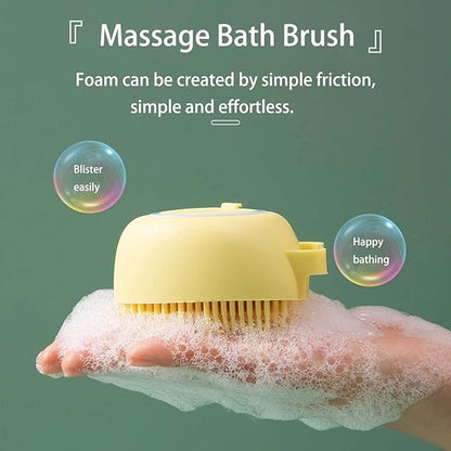 Dog Bath Brush, Dog Grooming Brush - Silicone Cat Shampoo Comb, Shampoo Dispenser for Kitty and Puppy(Pink)