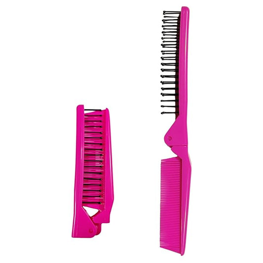 Folding Small Dog Grooming Brush - Perfect for Shih Tzus, Yorkies, and Maltipoos - Ideal Puppy Hair Brushes for Maltese and Small Breeds (Rose Red)