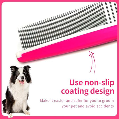 Dog & Cat Grooming Combo - 4-in-1 Brush Kit with Hair Remover, Knot Detangler, and Shampoo Dispenser
