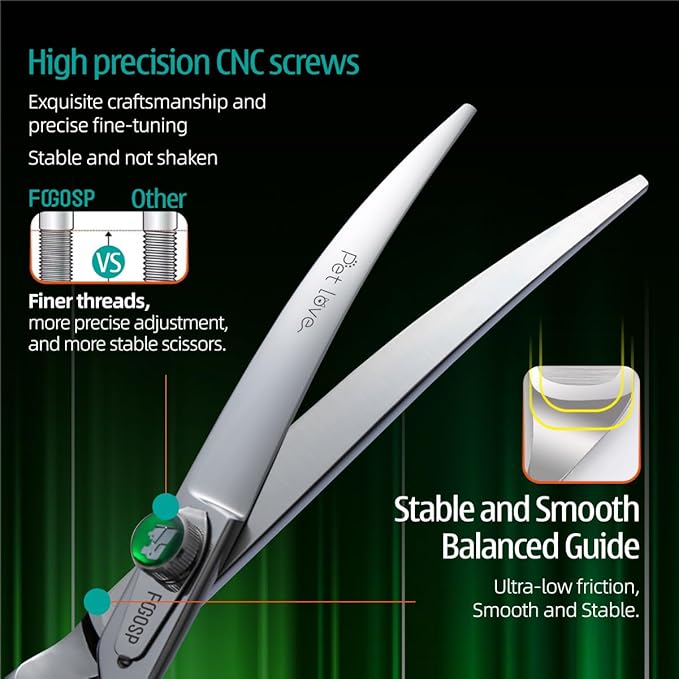Professional Curved Dog Grooming Scissors 7.0 inch Downward Master Curved Grooming Shears for Dogs Pet Cat 30 Degree Japanese 440C Stainless Steel