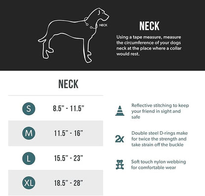 EzyDog Double Up Premium Nylon Dog Collar with Reflective Stitching - Double D-Rings for Superior Strength, Safety, and Comfortability - Non-Rusting and Includes an ID Attachment (Medium, Black)