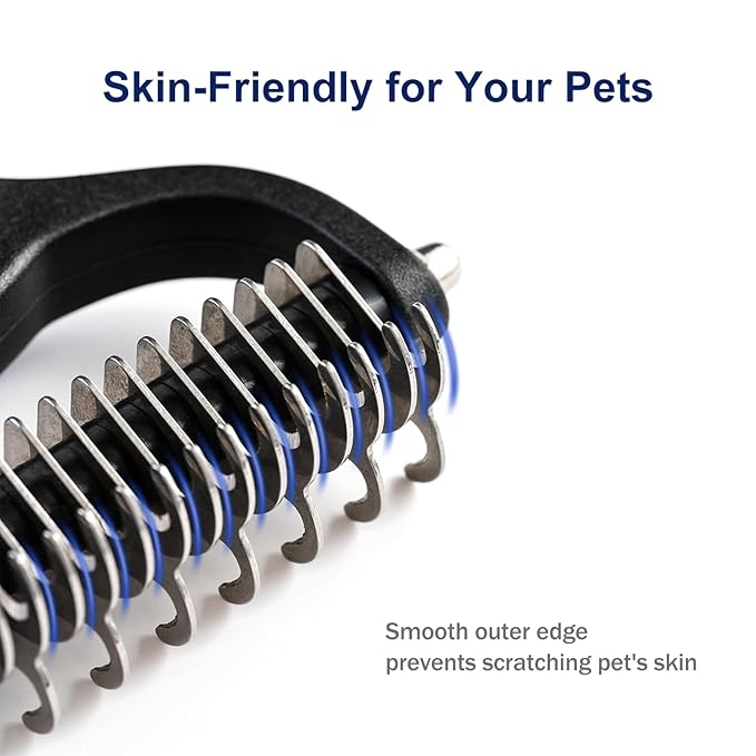 WePet Grooming Rake for Dogs & Cats, Double-Sided Deshedding Brush, Extra-Wide Dematting Tool, Slicker Comb for Undercoat & Loose Hair Removal, Reduces Shedding by 95%, Purple, Large