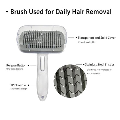 Deshedder Brush for Dogs Short Long Hair with Self Cleaning to Easy Shedding,Suitable for Cats Bunnies,Gray