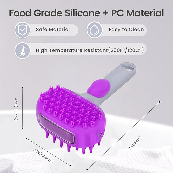 Dog Bath Brush | Dual-Side Dog Shampoo Brush | Dog Scrubber for Bath | Dog Grooming Brush with Non-Slip Handle Dog Washing Brush for Pets Deshedding, Massaging & Grooming