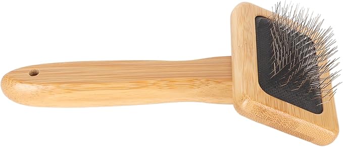 Fockety Sheepskin Wool Brush, Macrame Slicker Comb Pet Slicker Brush with Wood Handle, Removing Shedding and Dirt, All Hair Types, Cats, Dogs, Fabric Care Enthusiasts, All Ages