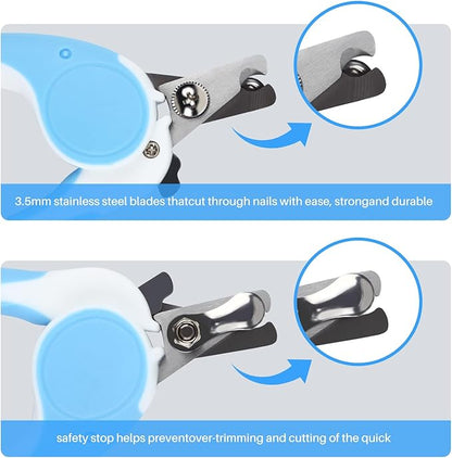 Pet Nail Clippers, Dog Nail Trimmers with Safety Guard to Avoid Excessive Cutting Nails, Dog Grooming Clippers has a Variety of Colors Suitable for Dogs, Cats and Other Pets（Blue）