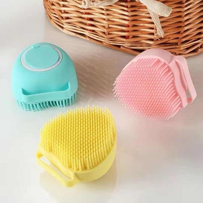 Dog Cat Bath Brush Soft Silicone Hair Fur Grooming Cleaning Brush Shampoo Dispensing Massage Bathing Shower Brush