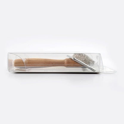 Wooden Slicker Brush - Stainless Steel Soft Pins for Pet Grooming (Size M)