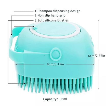 BEAUTY PCKT 2 IN 1 CAT AND DOG BATH MASSAGE BRUSH (pink, soft colors)
