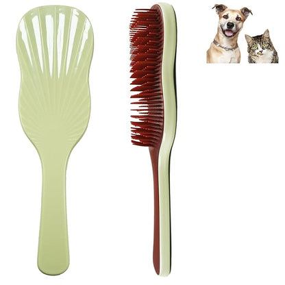 Soft Bristle Puppy Brush for Small Dogs - Gentle Grooming Brush for Shih Tzu, Yorkie, Maltese & Maltipoo. Effective Dog Hair Remover for Tangles & Shedding (Red)