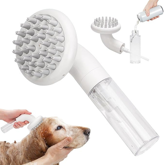 Dog Bath Brush, 3 in 1 Silicone Dog Scrubber for Bath Dog Shampoo Dispenser Brush with 36 Cleaning Brush Heads Pet Beauty Massage Washing Brush for Dogs Short Long Hair, 7.87x3.54in