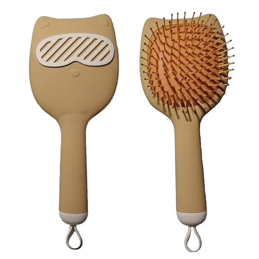 Soft Bristle Cat-Ear Puppy Brush Small Dogs Gentle Comb Grooming Tool Yorkie Shih Tzu Maltipoo Maltese (Brown)