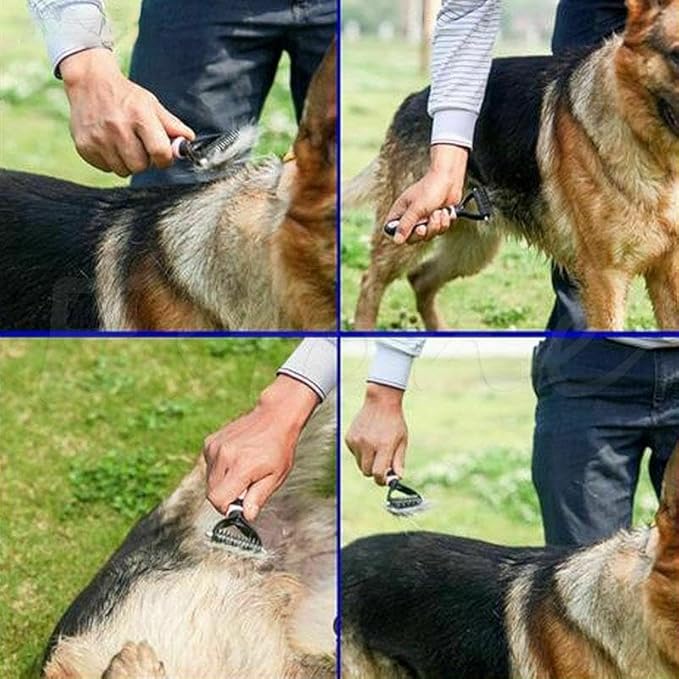 Pet Grooming Rake - Double-Sided Deshedding Dematting Tool, Undercoat Rake for Dogs & Cats, Extra-Wide Dog Grooming Brush & Deshedder Comb for Long Hair, Reduces Shedding 95%