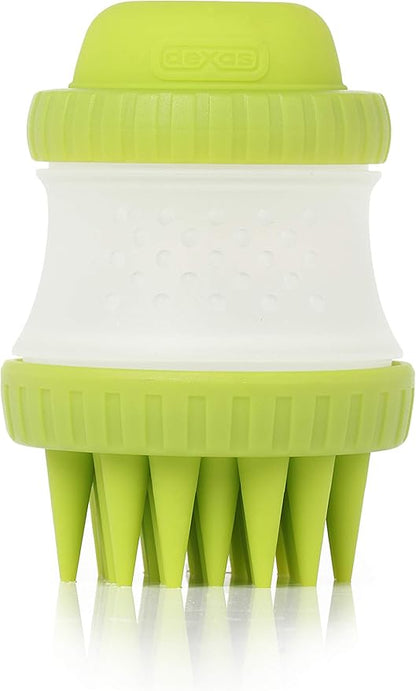 Dexas MudBuster Portable Pet Cleaning Kit with Dog Paw Washer, Pet Bathing Brush, Microfiber Towel, Small, Green