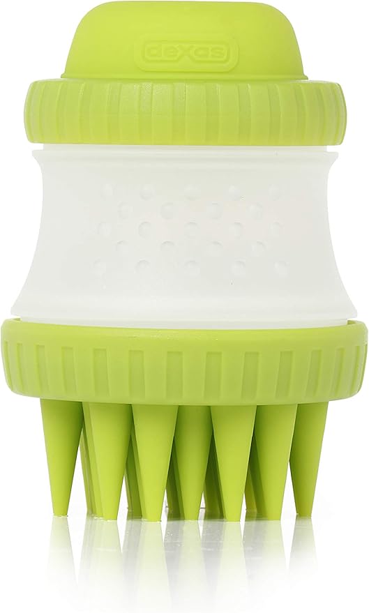 Dexas MudBuster Portable Pet Cleaning Kit with Dog Paw Washer, Pet Bathing Brush, Microfiber Towel, Medium, Green