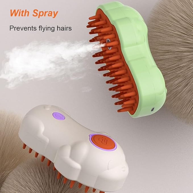 Cat Steam Brush, 3 in 1 Multifunction Steamy Spray Cleaning Shedding Comb, Dog Removal Grooming Brush (1PC Green)