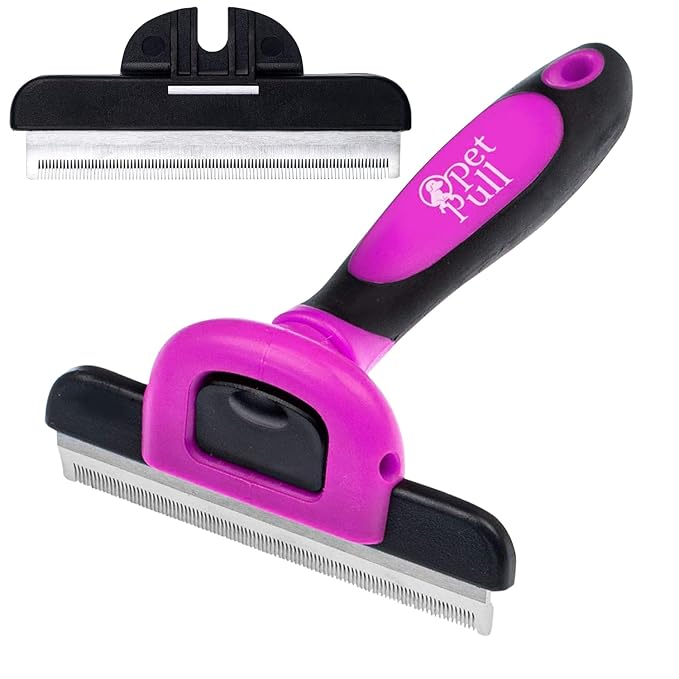 Deshedding and Grooming Tool - Stainless Steel Knot Detangler Comb for Dogs & Cats, Reduces Shedding by 95% (Pink)