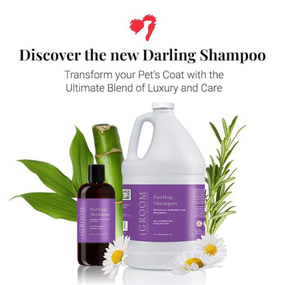 iGroom Darling Moisturizing Dog Shampoo, Removes Greasy Build-up & Grime, Soothing Dog Shampoo, Improves Hair Health pH Balanced, Scent dog shampoo, Made in USA, 1 Gallon