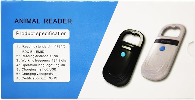 Smoostart Microchip Scanner, 1000 Records Increased Huge Data Storage Upload to PC, Scanning Distance and Speed Increase, Only Compatible with FDX-B/EMID (15/10) Digits Microchips