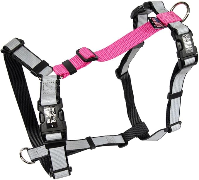 No Pull Harness with Fully Customizable Fitment for Small Dogs - 3M Reflective Heavy Duty Harness for Walking & Training - No Choke Comfortable Collar Design, Made in USA S-Pink
