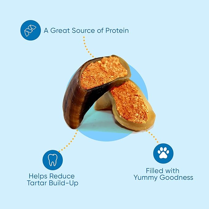 Filled Cow Hooves for Dogs, Delicious Peanut Butter Flavor, Stuffed Natural Beef Hoof Dog Chews, Tasty Treats for Dog, Made from Premium Brazilian Cattle, Pack of 3 Count