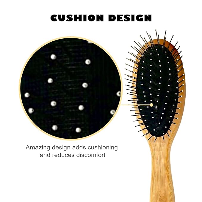 Der Meister Dogs & Cats Double Sided Boar Bristle Pin Brush, Pets Hair Remover, Gently Cleaning Grooming Tool with Bamboo Handle, Remove Loose Hair, Fur, Undercoat, Mats, Tangle, Knots