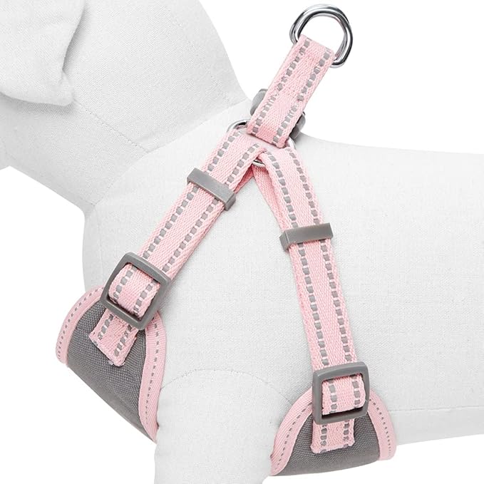 Blueberry Pet Essentials Pastel Color Reflective Dog Harness Vest, Chest Girth 22" - 26", Baby Pink, Medium, Adjustable Harnesses for Dogs