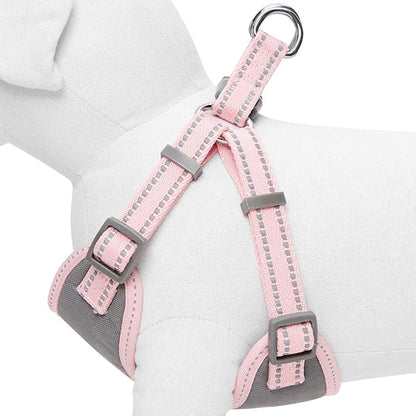 Blueberry Pet Essentials Pastel Color Reflective Dog Harness Vest, Chest Girth 22" - 26", Baby Pink, Medium, Adjustable Harnesses for Dogs