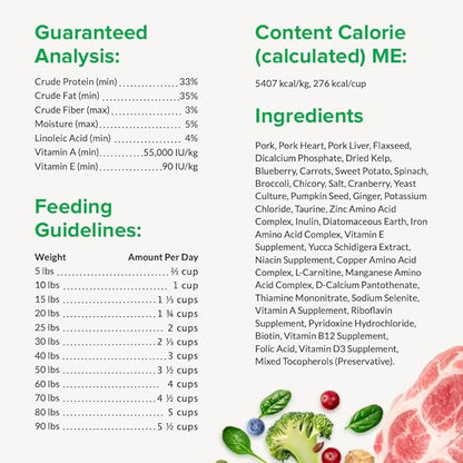 ULTIMATE PET NUTRITION Nutra Complete Raw Freeze Dried Dog Food, Veterinarian Formulated with Antioxidants, Prebiotics & Amino Acids (1 Pound, Pork)