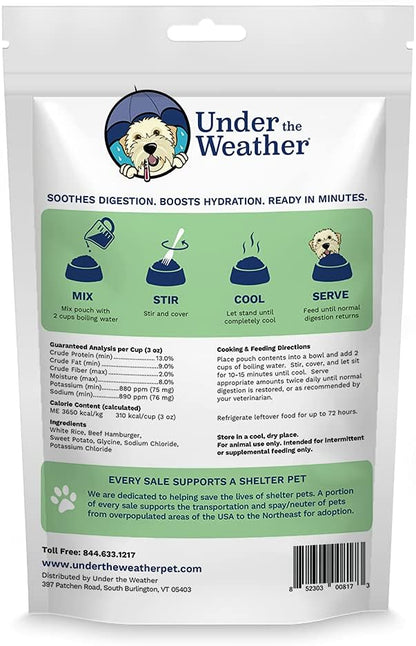 Under the Weather Bland Diet for Dogs | Easy to Digest for Sick Dogs |Always Be Ready| Contains Electrolytes - Natural Freeze Dried 100% Human Grade Meats| 6 Pack- Rice, Hamburger & Sweet Potato - 6oz