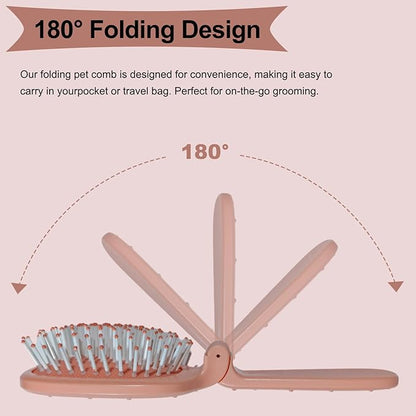 Foldable Cactus Puppy Brush Small Dogs Soft Bristles Grooming Tool Yorkie Shih Tzu Maltipoo Maltese (Pink)