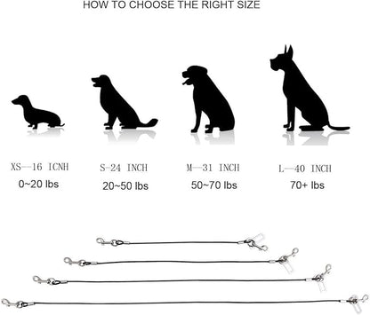 No-Chew Dog Seat Belt, Stainless Steel Cable Pet Car Seatbelt Safety Restraint Tether Puppy Vehicle Seat Belt with Buckle Latch(16 inch)
