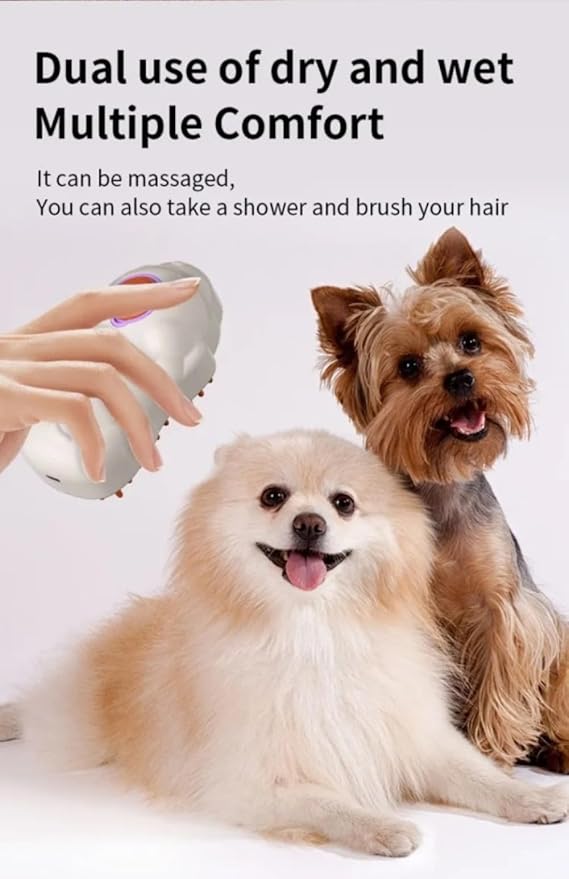 Cat Steam Brush, 3 in 1 Multifunction Steamy Spray Cleaning Shedding Comb, Dog Removal Grooming Brush (1PC White)