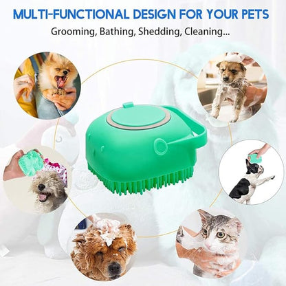 Pet Bath Brushes Massage Shampoo Dispenser (Pink)