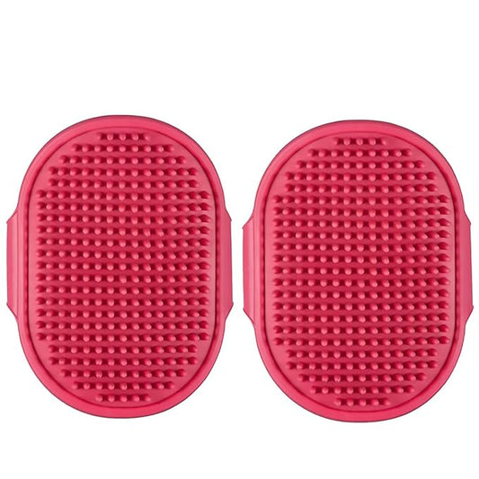 Dog Bath Brush. Dog Washing Brush.2 Sets Short Haired and Long Haired Dog and Cat Bath Brushes (rose)