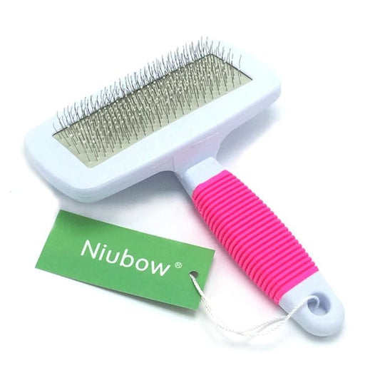 Professional Quality Pet Slicker Brush with Coated Pin Tips for Dogs & Cats - Gently Removes Mats & Loose Dead Hair Easily (Large, Pink)