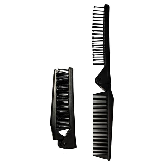 Folding Small Dog Grooming Brush - Perfect for Shih Tzus, Yorkies, and Maltipoos - Ideal Puppy Hair Brushes for Maltese and Small Breeds (Black)