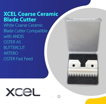 XCEL Ceramic Coarse Pet Replacement Cutter Blade Compatible with Andis, Oster A5 and Walh KM Series (2)