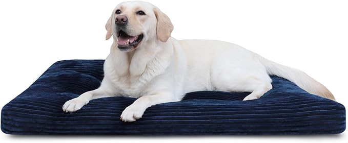 Dog Crate Bed Washable Dog Beds for Extra Large Dogs Deluxe Thick Flannel Fluffy Comfy Kennel Pad Anti-Slip & Anti-Scratch Pet Sleeping Mat, 41 x 27 Inch, Blue