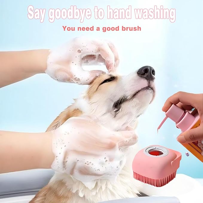 Pets Bath Brush | Scrubber for Bath | Dog Shampoo Brush | Dog Washing/Shower Brush, Suitable for Short/Long Haired Dogs, (Pink)